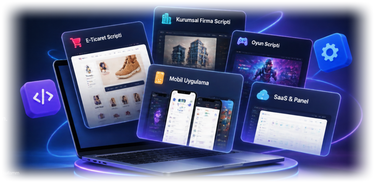 E-Ticaret, kurumsal firma, oyun, mobil uygulama ve SaaS script çözümleri